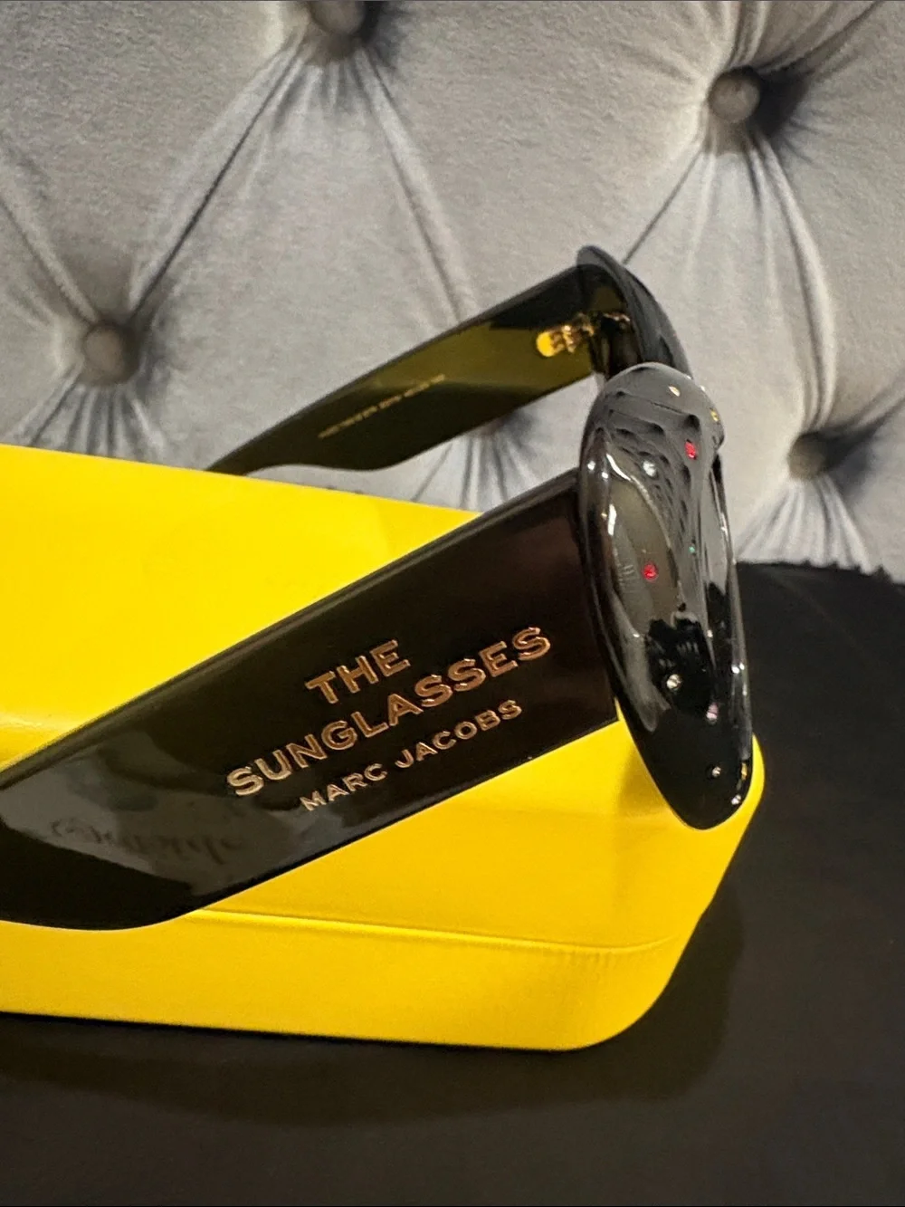 Marc Jacobs Black Cat-Eye Sunglasses with Multicolor Crystal Details